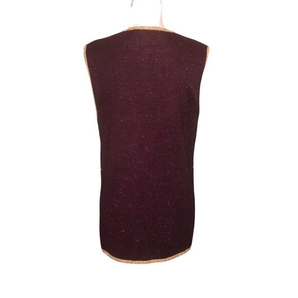 JACLYN SMITH Sz S Womens Wine Metallic White Gold Pearl Embellished Sweater Vest - Picture 5 of 5